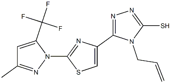 4-allyl-5-{2-[3-methyl-5-(trifluoromethyl)-1H-pyrazol-1-yl]-1,3-thiazol-4-yl}-4H-1,2,4-triazole-3-thiol 结构式