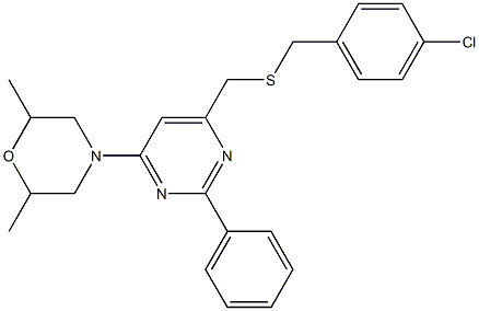 4-(6-{[(4-chlorobenzyl)sulfanyl]methyl}-2-phenyl-4-pyrimidinyl)-2,6-dimethylmorpholine 结构式