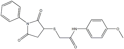 N1-(4-methoxyphenyl)-2-[(2,5-dioxo-1-phenyltetrahydro-1H-pyrrol-3-yl)thio]acetamide 结构式