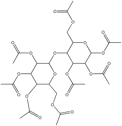 2,3-di(acetyloxy)-6-[(acetyloxy)methyl]-5-({3,4,5-tri(acetyloxy)-6-[(acetyloxy)methyl]tetrahydro-2H-pyran-2-yl}oxy)tetrahydro-2H-pyran-4-yl acetate 结构式