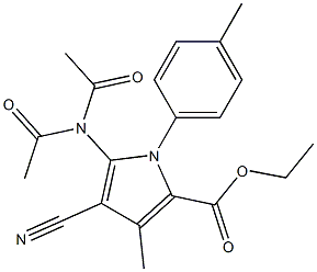 ethyl 4-cyano-5-(diacetylamino)-3-methyl-1-(4-methylphenyl)-1H-pyrrole-2-carboxylate 结构式