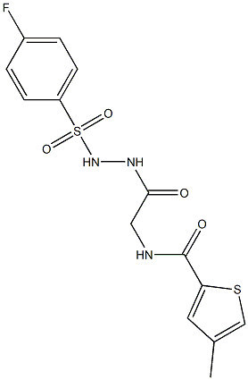 N2-(2-{2-[(4-fluorophenyl)sulfonyl]hydrazino}-2-oxoethyl)-4-methylthiophene-2-carboxamide 结构式