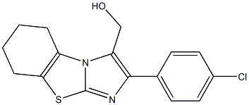 [2-(4-chlorophenyl)-5,6,7,8-tetrahydroimidazo[2,1-b][1,3]benzothiazol-3-yl]methanol 结构式