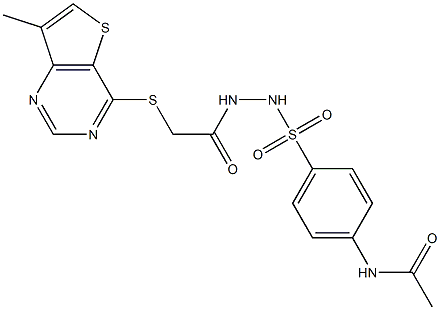 N1-{4-[(2-{2-[(7-methylthieno[3,2-d]pyrimidin-4-yl)thio]acetyl}hydrazino)sulfonyl]phenyl}acetamide 结构式