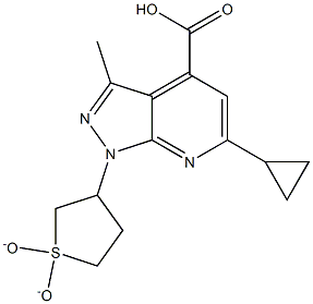 6-cyclopropyl-1-(1,1-dioxidotetrahydrothien-3-yl)-3-methyl-1H-pyrazolo[3,4-b]pyridine-4-carboxylic acid 结构式