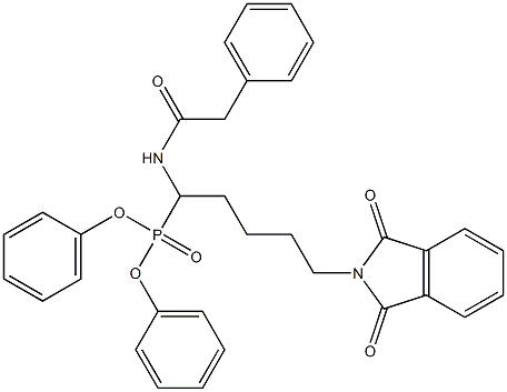 diphenyl {5-(1,3-dioxo-2,3-dihydro-1H-isoindol-2-yl)-1-[(2-phenylacetyl)amino]pentyl}phosphonate 结构式