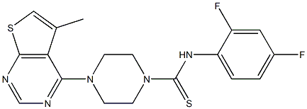 N1-(2,4-difluorophenyl)-4-(5-methylthieno[2,3-d]pyrimidin-4-yl)piperazine-1-carbothioamide 结构式