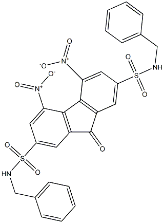 N2,N7-dibenzyl-4,5-dinitro-9-oxo-9H-2,7-fluorenedisulfonamide 结构式