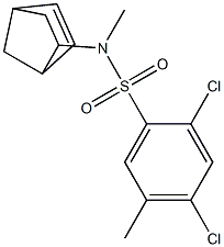 N1-bicyclo[2.2.1]hept-5-en-2-yl-N1,5-dimethyl-2,4-dichlorobenzene-1-sulfonamide 结构式