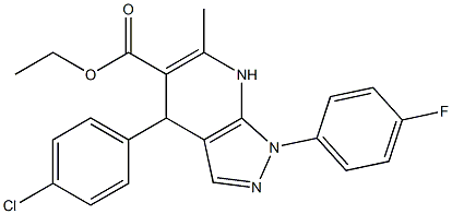 ethyl 4-(4-chlorophenyl)-1-(4-fluorophenyl)-6-methyl-4,7-dihydro-1H-pyrazolo[3,4-b]pyridine-5-carboxylate 结构式