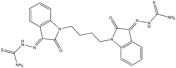 2-[1-(4-{3-[2-(aminocarbothioyl)hydrazono]-2-oxo-2,3-dihydro-1H-indol-1-yl} butyl)-2-oxo-2,3-dihydro-1H-indol-3-yliden]hydrazine-1-carbothioamide 结构式