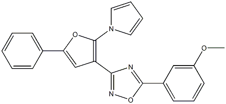 5-(3-methoxyphenyl)-3-[5-phenyl-2-(1H-pyrrol-1-yl)-3-furyl]-1,2,4-oxadiazole 结构式