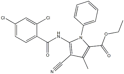 ethyl 4-cyano-5-[(2,4-dichlorobenzoyl)amino]-3-methyl-1-phenyl-1H-pyrrole-2-carboxylate 结构式