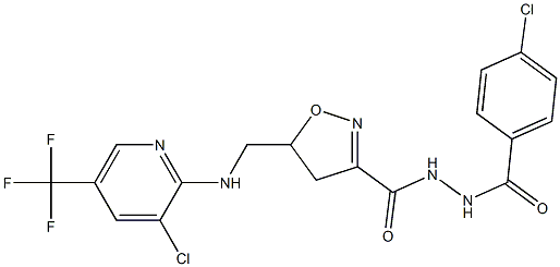 N'-(4-chlorobenzoyl)-5-({[3-chloro-5-(trifluoromethyl)-2-pyridinyl]amino}methyl)-4,5-dihydro-3-isoxazolecarbohydrazide 结构式