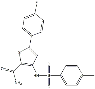 5-(4-fluorophenyl)-3-{[(4-methylphenyl)sulfonyl]amino}thiophene-2-carboxamide 结构式