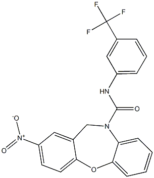 2-nitro-N-[3-(trifluoromethyl)phenyl]dibenzo[b,f][1,4]oxazepine-10(11H)-carboxamide 结构式