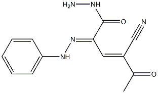 4-cyano-5-oxo-2-(2-phenylhydrazono)hex-3-enohydrazide 结构式