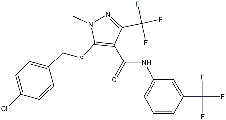 5-[(4-chlorobenzyl)sulfanyl]-1-methyl-3-(trifluoromethyl)-N-[3-(trifluoromethyl)phenyl]-1H-pyrazole-4-carboxamide 结构式