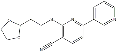 6-{[2-(1,3-dioxolan-2-yl)ethyl]thio}-2,3'-bipyridine-5-carbonitrile 结构式