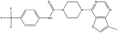 N1-[4-(trifluoromethyl)phenyl]-4-(7-methylthieno[3,2-d]pyrimidin-4-yl)piperazine-1-carbothioamide 结构式