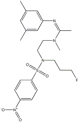 N'-(3,5-dimethylphenyl)-N-(2-{(3-fluoropropyl)[(4-nitrophenyl)sulfonyl]amino}ethyl)-N-methylethanimidamide 结构式