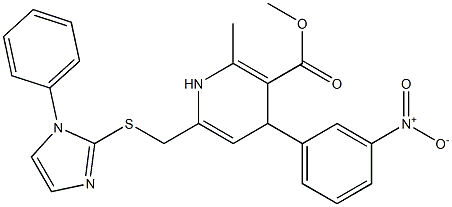 methyl 2-methyl-4-(3-nitrophenyl)-6-{[(1-phenyl-1H-imidazol-2-yl)sulfanyl]methyl}-1,4-dihydro-3-pyridinecarboxylate 结构式