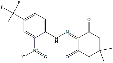 5,5-dimethyl-2-{2-[2-nitro-4-(trifluoromethyl)phenyl]hydrazono}cyclohexane-1,3-dione 结构式