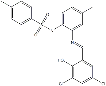 N1-{2-[(3,5-dichloro-2-hydroxybenzylidene)amino]-4-methylphenyl}-4-methylbenzene-1-sulfonamide 结构式