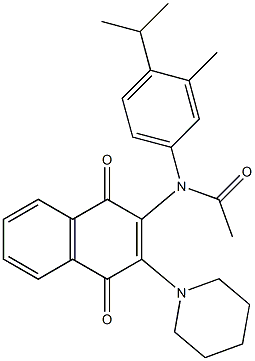 N-(1,4-dioxo-3-piperidino-1,4-dihydro-2-naphthalenyl)-N-(4-isopropyl-3-methylphenyl)acetamide 结构式