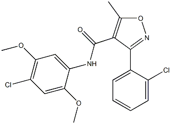 N4-(4-chloro-2,5-dimethoxyphenyl)-3-(2-chlorophenyl)-5-methylisoxazole-4-carboxamide 结构式