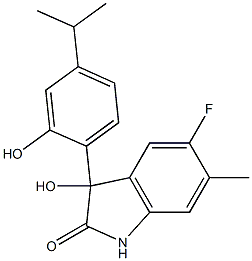 5-fluoro-3-hydroxy-3-(2-hydroxy-4-isopropylphenyl)-6-methyl-1,3-dihydro-2H-indol-2-one 结构式