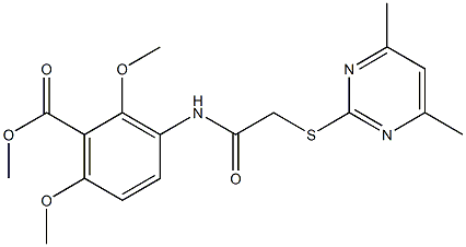 methyl 3-({2-[(4,6-dimethylpyrimidin-2-yl)thio]acetyl}amino)-2,6-dimethoxybenzoate 结构式