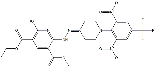 diethyl 2-(2-{1-[2,6-dinitro-4-(trifluoromethyl)phenyl]-4-piperidinylidene}hydrazino)-6-hydroxy-3,5-pyridinedicarboxylate 结构式