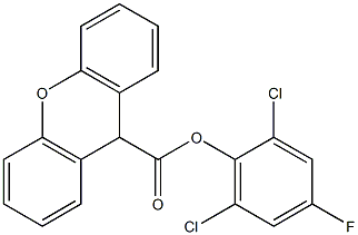 2,6-dichloro-4-fluorophenyl 9H-xanthene-9-carboxylate 结构式