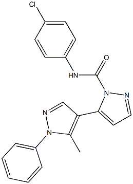 1-(4-Chlorophenylcarbamoyl)-5-(1-phenyl-5-methylpyrazol-4-yl)pyrazole 结构式