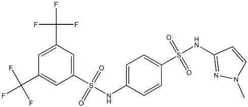 N-(4-{[(1-methyl-1H-pyrazol-3-yl)amino]sulfonyl}phenyl)-3,5-bis(trifluoromethyl)benzenesulfonamide 结构式