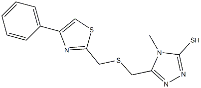 4-Methyl-3-(4-phenylthiazol-2-yl-methylthiomethyl)-1,2,4(4H)triazole-5-thiol 结构式