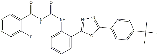 N-(2-{5-[4-(tert-butyl)phenyl]-1,3,4-oxadiazol-2-yl}phenyl)-N'-(2-fluorobenzoyl)urea 结构式