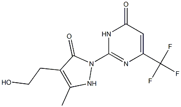 2-[4-(2-hydroxyethyl)-3-methyl-5-oxo-2,5-dihydro-1H-pyrazol-1-yl]-6-(trifluoromethyl)-4(3H)-pyrimidinone 结构式