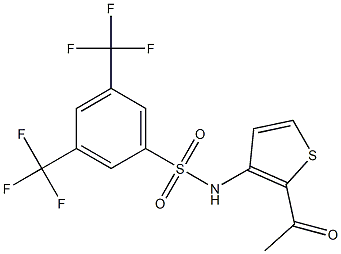 N1-(2-acetyl-3-thienyl)-3,5-di(trifluoromethyl)benzene-1-sulfonamide 结构式