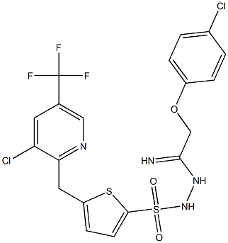 N'-[2-(4-chlorophenoxy)ethanimidoyl]-5-{[3-chloro-5-(trifluoromethyl)-2-pyridinyl]methyl}-2-thiophenesulfonohydrazide 结构式