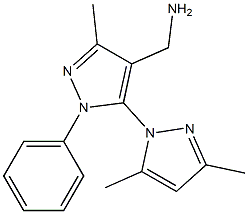 [5-(3,5-dimethyl-1H-pyrazol-1-yl)-3-methyl-1-phenyl-1H-pyrazol-4-yl]methanamine 结构式