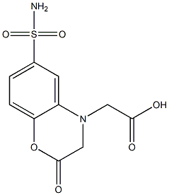 [6-(aminosulfonyl)-2-oxo-2,3-dihydro-4H-1,4-benzoxazin-4-yl]acetic acid 结构式