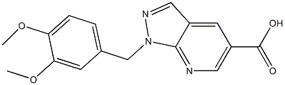 1-(3,4-dimethoxybenzyl)-1H-pyrazolo[3,4-b]pyridine-5-carboxylic acid 结构式