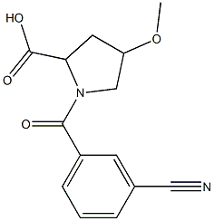 1-(3-cyanobenzoyl)-4-methoxypyrrolidine-2-carboxylic acid 结构式