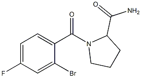 1-[(2-bromo-4-fluorophenyl)carbonyl]pyrrolidine-2-carboxamide 结构式