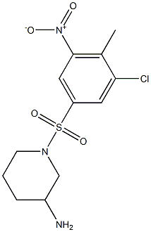 1-[(3-chloro-4-methyl-5-nitrobenzene)sulfonyl]piperidin-3-amine 结构式