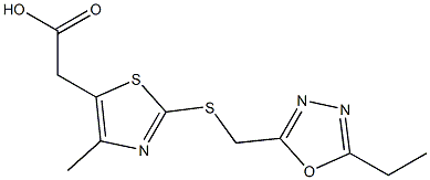 2-(2-{[(5-ethyl-1,3,4-oxadiazol-2-yl)methyl]sulfanyl}-4-methyl-1,3-thiazol-5-yl)acetic acid 结构式