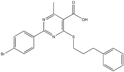 2-(4-bromophenyl)-4-methyl-6-[(3-phenylpropyl)thio]pyrimidine-5-carboxylic acid 结构式