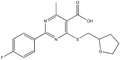 2-(4-fluorophenyl)-4-methyl-6-[(tetrahydrofuran-2-ylmethyl)thio]pyrimidine-5-carboxylic acid 结构式